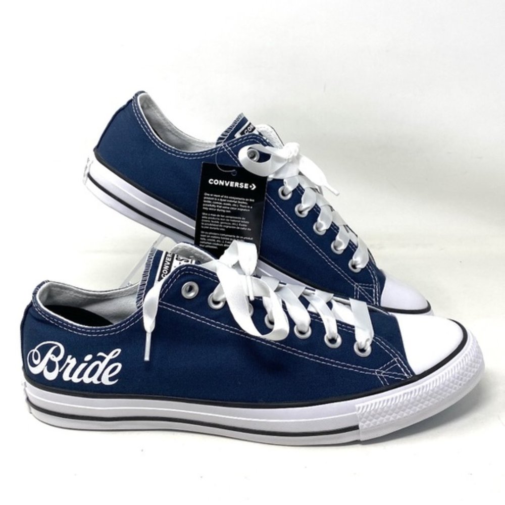 Converse Ctas Low Top White Blue Wedding Canvas Men Sneakers Custom 171213C-BUWH